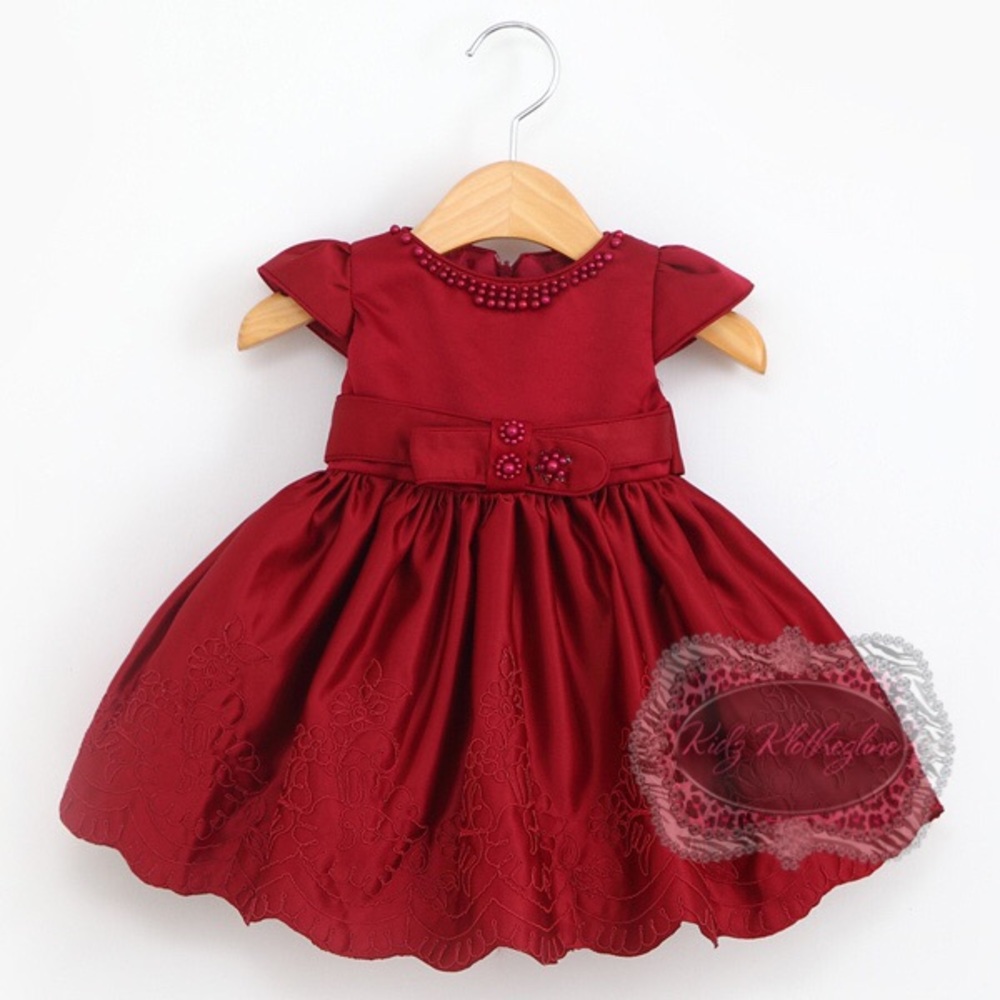 DRESS INFANT HOLIDAY BURGUNDY